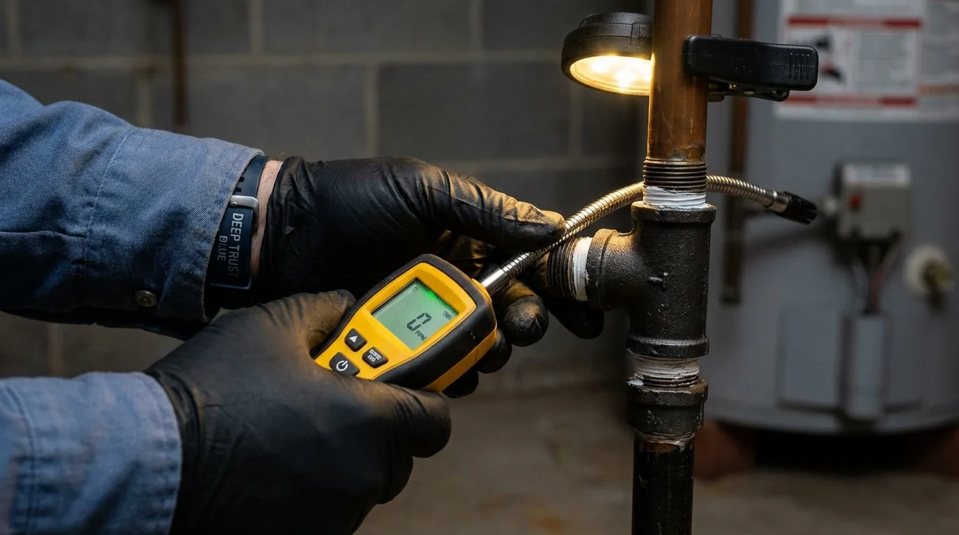 Gas leak detection with electronic sniffer by Johns Plumbing LLC in Wahoo