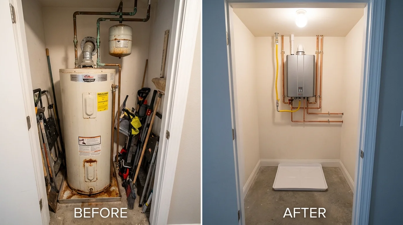 Tank water heater versus wall-mounted tankless unit comparison for Wahoo, NE homeowners
